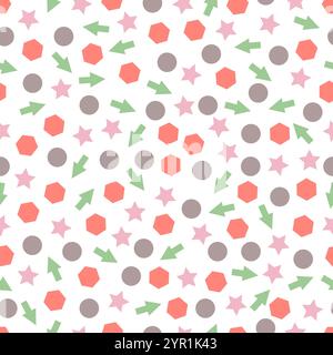 Seamless primitive geometric patterns for tissue and postcards. Trendy hipsters modern color background. Trendy geometric elements memphis card. Vecto Stock Vector
