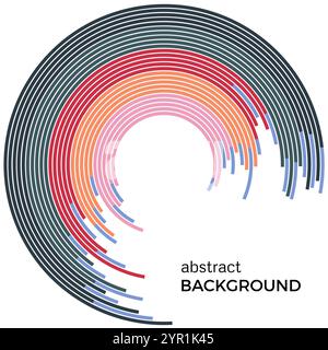 Abstract background with bright rainbow colorful lines. Colored circles with place for your text  on a white background. Stock Vector