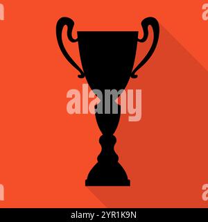 Champion cup in flat style with shadow. Championship prize for first place. Victory symbol. Vector illustration. Stock Vector