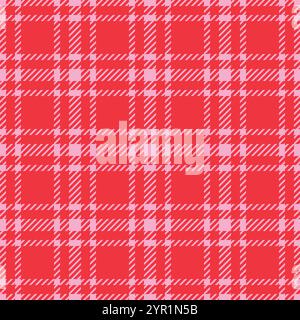 Christmas plaid pink and red winter classic tweed style pattern. Geometric check print New Year gift paper wrap. Classical English background Glen Stock Vector