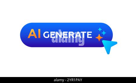 AI icon with blue gradient, arrow symbol, and chatbot network design. Stock Vector