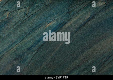 Blue-Green Background with Glittering Smears, Abstract Painting Texture Stock Photo