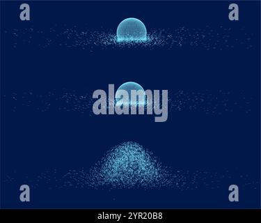 Abstract globe particles sphere with explosion effect. 3d technology digital style. Space background. Futuristic vector illustration. Stock Vector