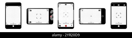 Camera interface with zoom, timer, and customizable frame. Stock Vector