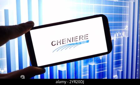 Konskie, Poland - December 01, 2024: Cheniere Energy Partners company logo displayed on mobile phone Stock Photo