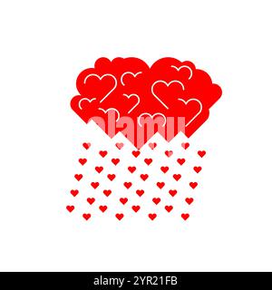 Love cloud. Rain of hearts. Symbol of the concept of kindness and universal love. Stock Vector