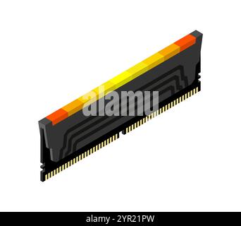 Random access memory isolated. RAM memory card.  Computer component DDR Stock Vector