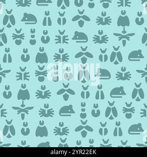 Pest set pattern seamless. Beetle, fly background. Insects texture Stock Vector