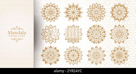 Luxury mandala background with golden arabesque pattern Arabic Islamic style Stock Vector