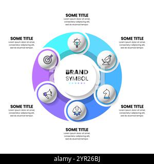 Infographic template with icons and 6 options or steps. Circle. Can be used for workflow layout, diagram, banner, webdesign. Vector illustration Stock Vector