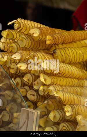 fried potatoes in the form of chips Stock Photo