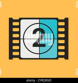 Cinema movie screen countdown icon. Retro cinema movie timer counter. Vector illustration Stock Vector