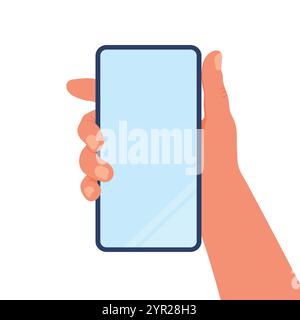Hand holding a smartphone. Phone in hand. Vector illustration isolated on white background Stock Vector