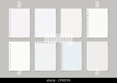 notebook various papers in set realistic design Stock Vector