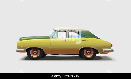 retro car side view isolated on white Stock Vector