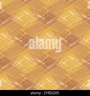 Warm orange linen texture vector background. Soft fibre style seamless pattern. Organic yarn close up woven effect lattice with watercolor gradient Stock Vector