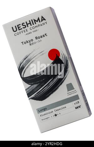 Box of Lungo Tokyo Roast coffee capsules aluminium capsules pods by Ueshima Coffee Company isolated on white background Stock Photo