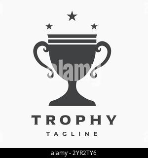 Champions Trophy Silhouette. Champions Trophy Badge Trophy icon illustration Stock Vector