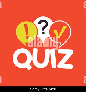 Quiz logo with speech bubble symbols, concept of questionnaire show sing, quiz button, question competition. Vector stock illustration. Stock Vector