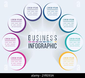 Circle Infographic design 8 steps, objects, elements or options business information Stock Vector