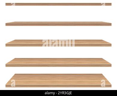 This set of wooden shelves is ideal for organizing as well as displaying various media items with ease Stock Vector