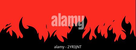 Fire background with dynamic flame motion. Burn effect, fiery silhouette .Flat vector illustration isolated Stock Vector