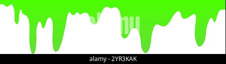 Dripping green goo with splashes and blot effects. Mucus texture blobs. Flat vector illustration isolated on white background. Stock Vector
