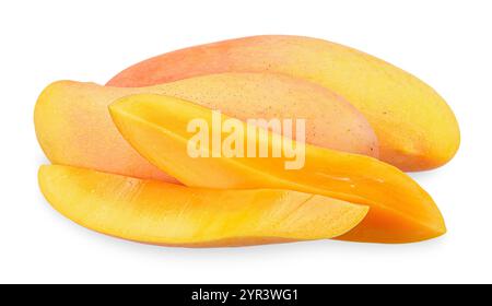 Mango with sliced isolated on white background. mango clipping path Stock Photo