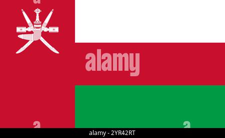Oman flag in official colors, dimensions and aspect ratio. Vector flag symbolizing national pride, identity, heritage, patriotism and authority Stock Vector