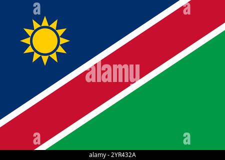 Namibia flag in official colors, dimensions and aspect ratio. Vector flag symbolizing national pride, identity, heritage, patriotism and authority Stock Vector