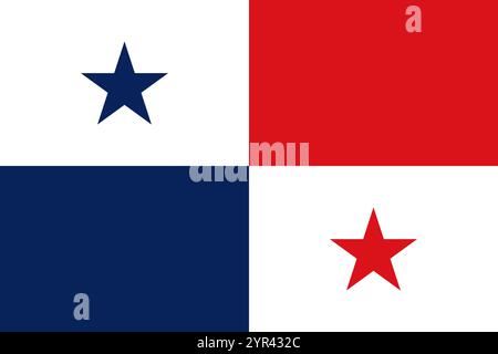 Panama flag in official colors, dimensions and aspect ratio. Vector flag symbolizing national pride, identity, heritage, patriotism and authority Stock Vector