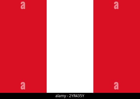 Peru flag in official colors, dimensions and aspect ratio. Vector flag symbolizing national pride, identity, heritage, patriotism and authority Stock Vector