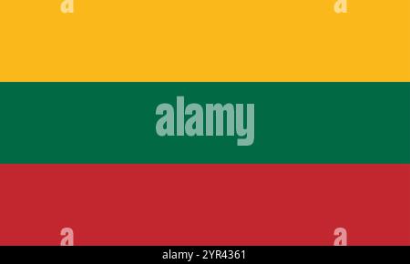 Lithuania flag in official colors, dimensions and aspect ratio. Vector flag symbolizing national pride, identity, heritage, patriotism and authority Stock Vector