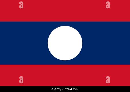 Laos flag in official colors, dimensions and aspect ratio. Vector flag symbolizing national pride, identity, heritage, patriotism and authority Stock Vector