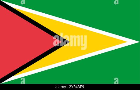 Guyana flag in official colors, dimensions and aspect ratio. Vector flag symbolizing national pride, identity, heritage, patriotism and authority Stock Vector