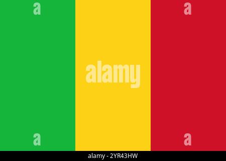 Mali flag in official colors, dimensions and aspect ratio. Vector flag symbolizing national pride, identity, heritage, patriotism and authority Stock Vector