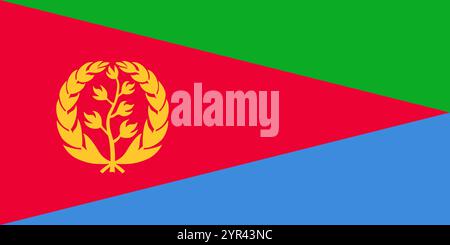 Eritrea flag in official colors, dimensions and aspect ratio. Vector flag symbolizing national pride, identity, heritage, patriotism and authority Stock Vector