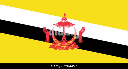 Brunei flag in official colors, dimensions and aspect ratio. Vector flag symbolizing national pride, identity, heritage, patriotism and authority Stock Vector