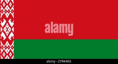 Belarus flag in official colors, dimensions and aspect ratio. Vector flag symbolizing national pride, identity, heritage, patriotism and authority Stock Vector