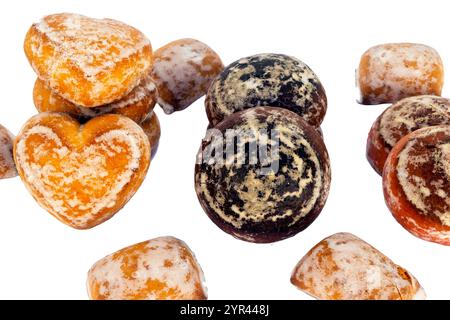 gingerbread cookies with different fillings on a transparent background. Stock Photo