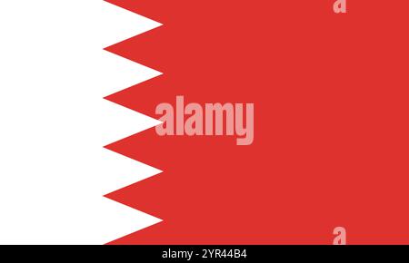 Bahrain flag in official colors, dimensions and aspect ratio. Vector flag symbolizing national pride, identity, heritage, patriotism and authority Stock Vector