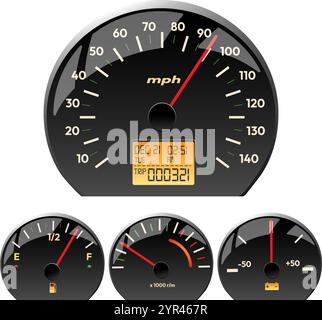 3D Car dashboard gauges Stock Vector
