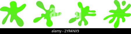 Green slime dripping with splashes and splatters, toxic blobs. Flat vector illustration isolated on white background. Stock Vector
