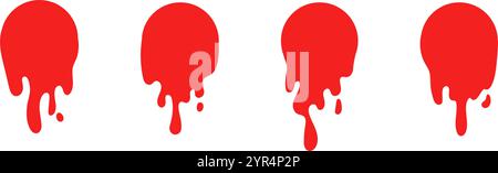 round Blood drips pattern and splatters liquid stain texture. Splashes and drops form. Flat vector illustration isolated Stock Vector