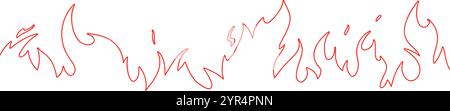 Fire outline background with flame effect. Red graphic heat and burning energy. Flat vector illustration isolated on white . Stock Vector