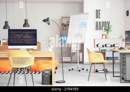 Interior of light programmer's office with desks and beanbags Stock ...