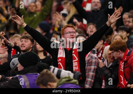 Nottingham Forest fan - Nottingham Forest v Ipswich Town, Premier League, City Ground, Nottingham, UK - 30th November 2024  Editorial Use Only - DataCo restrictions apply Stock Photo