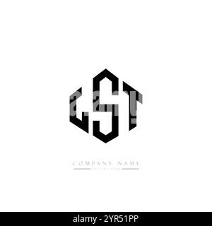 LST letter logo design with polygon shape. LST polygon and cube shape logo design. LST hexagon vector logo template white and black colors. LST monogr Stock Vector