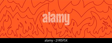Fire outline background with flame effect. Red graphic heat and burning energy. Flat vector illustration isolated on white . Stock Vector