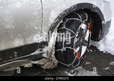 Car snow chains Stock Photo